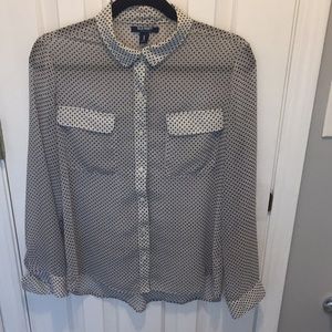 Old Navy Medium White & Black Blouse